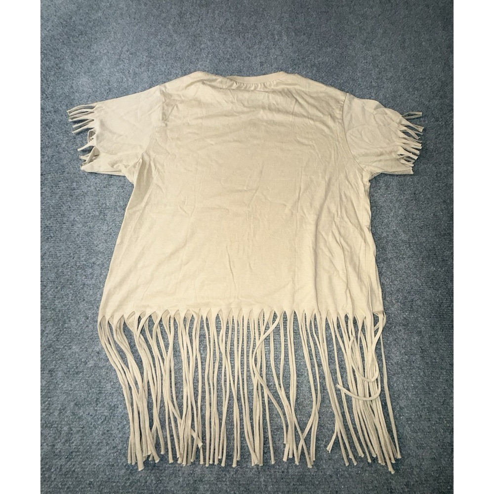On Fire Fringe T Shirt Beige Women's‎ Large NWT